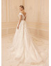 Cap Sleeves Beaded Ivory Floral Lace Tulle Wedding Dress